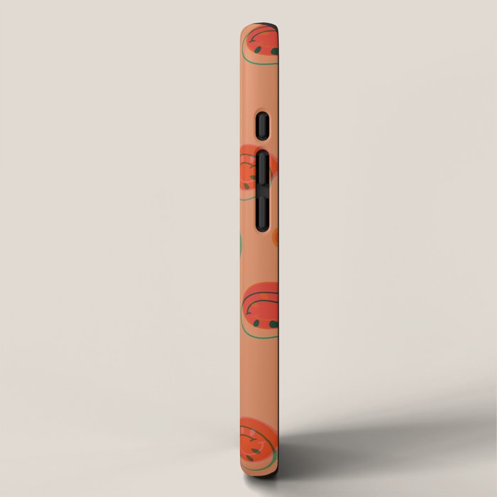 Smiley Face Stamp Print in Orange iPhone Case Gallery Image 2