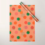Smiley Face Stamp Print in Orange Wrapping Paper Gallery Image 1