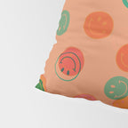 Smiley Face Stamp Print in Orange Pillow Sham Gallery Image 4