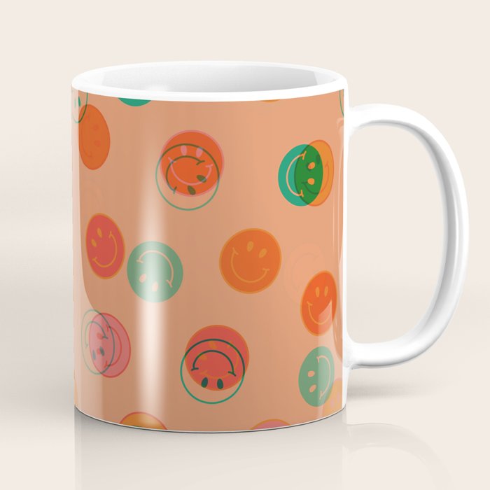 Smiley Face Stamp Print in Orange Coffee Mug Gallery Image 1