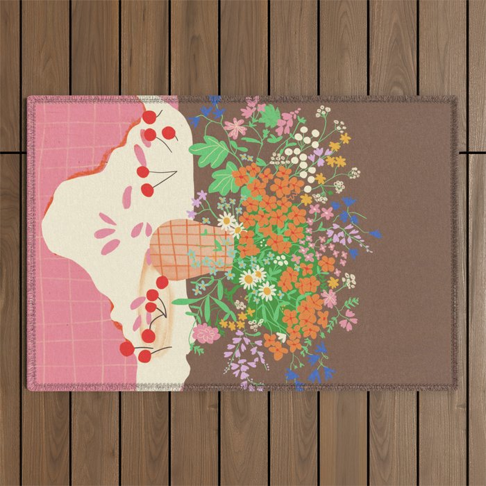 Meadow flowers bouquet Outdoor Rug Gallery Image 1