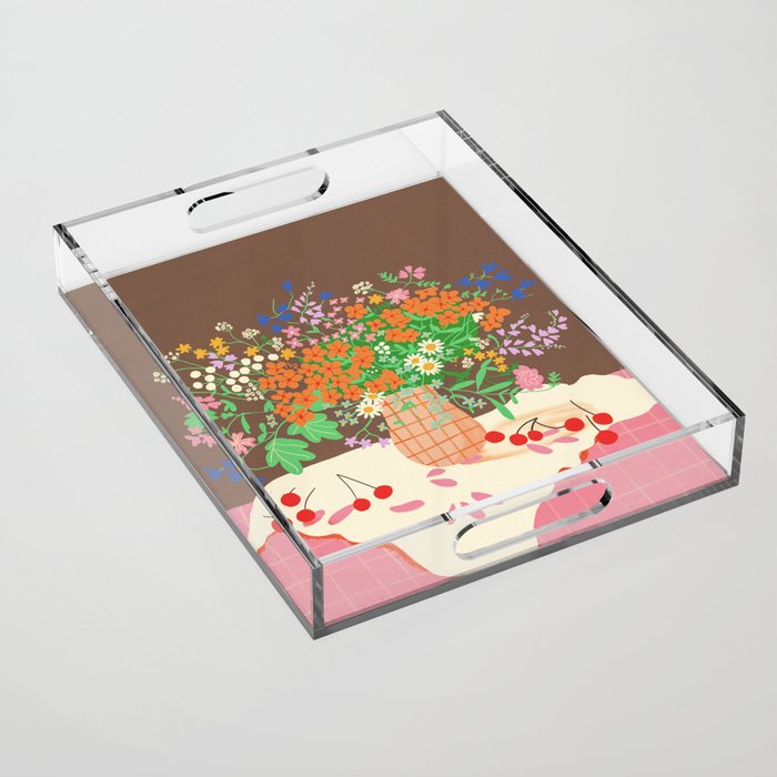 Meadow flowers bouquet Acrylic Tray Gallery Image 1