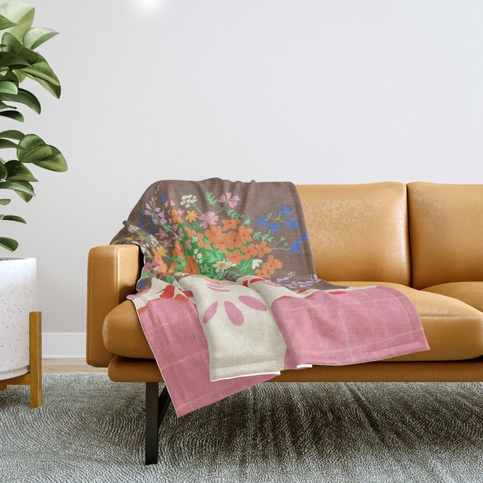 Meadow flowers bouquet Throw Blanket Gallery Image 1