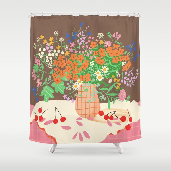 Meadow flowers bouquet Shower Curtain Gallery Image 1