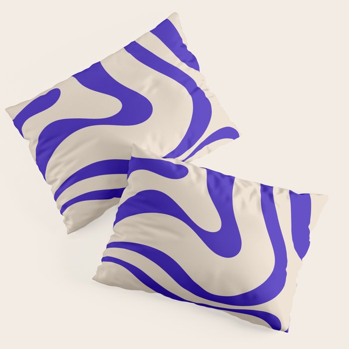 Modern Liquid Swirl Abstract Pattern Square in Cobalt Blue Pillow Sham Gallery Image 3