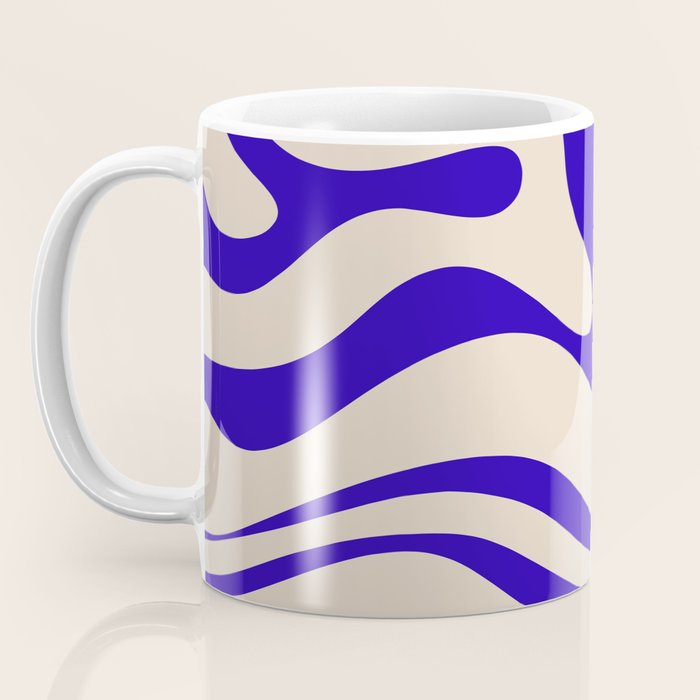 Modern Liquid Swirl Abstract Pattern Square in Cobalt Blue Coffee Mug Gallery Image 3
