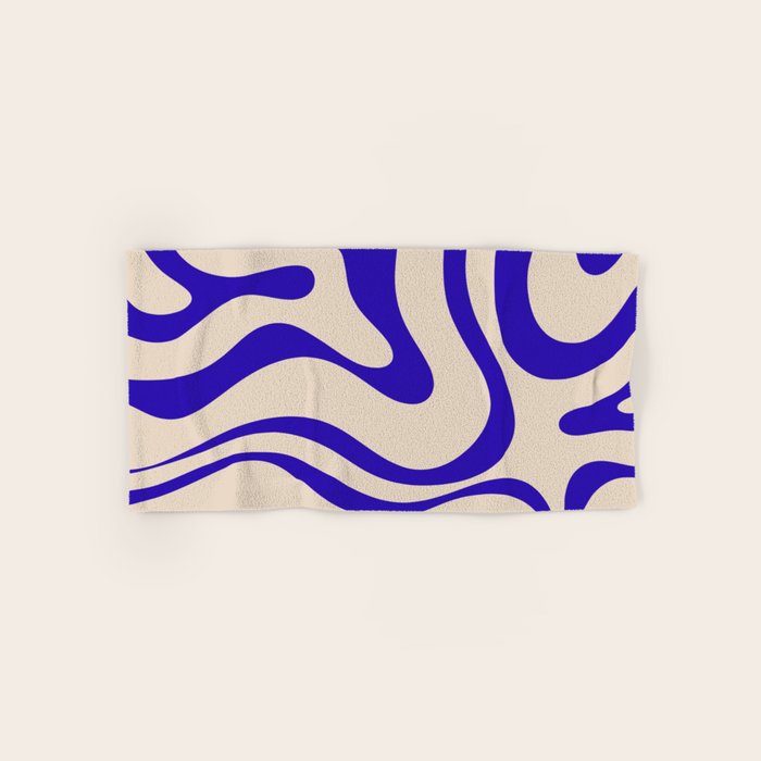 Modern Liquid Swirl Abstract Pattern Square in Cobalt Blue Bath Towel Gallery Image 1