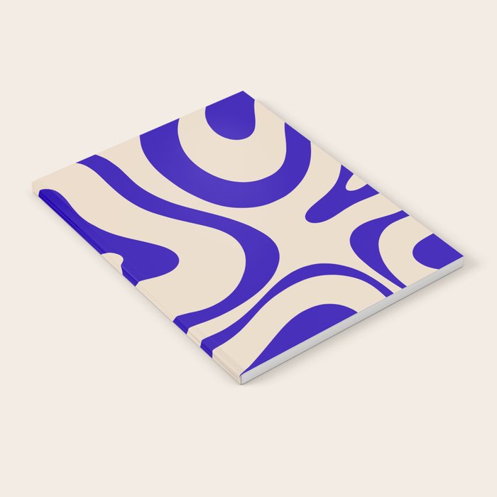 Modern Liquid Swirl Abstract Pattern Square in Cobalt Blue Notebook Gallery Image 1