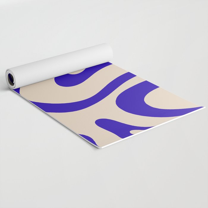 Modern Liquid Swirl Abstract Pattern Square in Cobalt Blue Yoga Mat Gallery Image 2