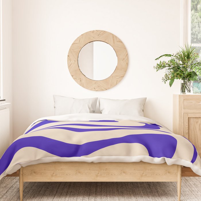 Modern Liquid Swirl Abstract Pattern Square in Cobalt Blue Duvet Cover Gallery Image 3