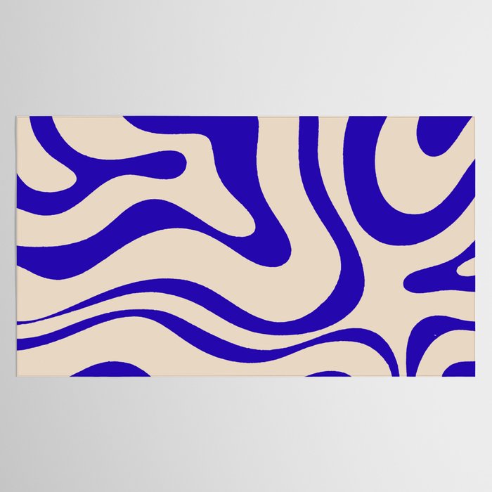Modern Liquid Swirl Abstract Pattern Square in Cobalt Blue Tablecloth Gallery Image 2