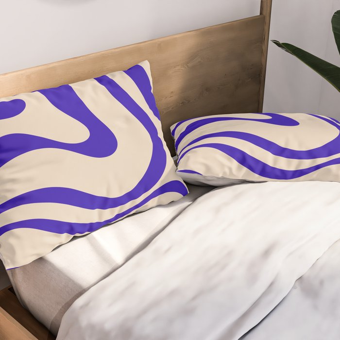Modern Liquid Swirl Abstract Pattern Square in Cobalt Blue Pillow Sham Gallery Image 2