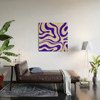 Modern Liquid Swirl Abstract Pattern Square in Cobalt Blue Wood Wall Art Gallery Image 2