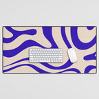 Modern Liquid Swirl Abstract Pattern Square in Cobalt Blue Desk Mat Gallery Image 1