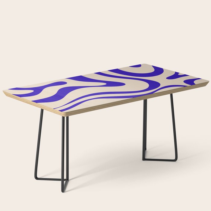 Modern Liquid Swirl Abstract Pattern Square in Cobalt Blue Coffee Table Gallery Image 1
