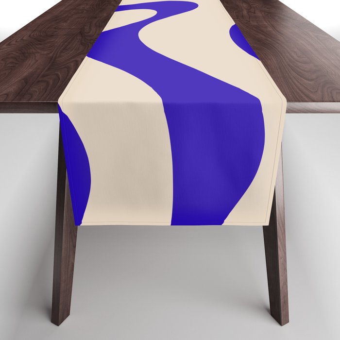 Modern Liquid Swirl Abstract Pattern Square in Cobalt Blue Table Runner Gallery Image 1