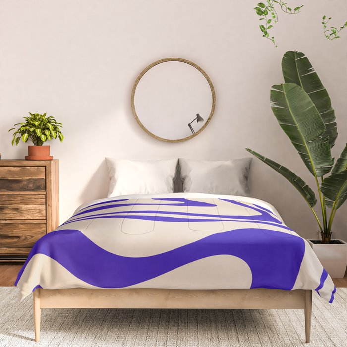 Modern Liquid Swirl Abstract Pattern Square in Cobalt Blue Comforter Gallery Image 3