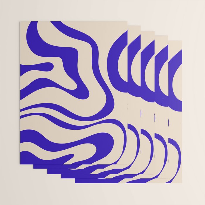 Modern Liquid Swirl Abstract Pattern Square in Cobalt Blue Wrapping Paper Gallery Image 3