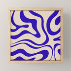 Modern Liquid Swirl Abstract Pattern Square in Cobalt Blue Mini Art Print Gallery Image 1