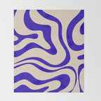 Modern Liquid Swirl Abstract Pattern Square in Cobalt Blue Throw Blanket Gallery Image 2