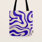 Modern Liquid Swirl Abstract Pattern Square in Cobalt Blue Tote Bag Gallery Image 1