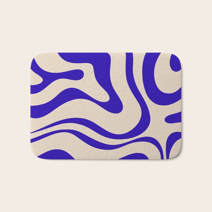 Modern Liquid Swirl Abstract Pattern Square in Cobalt Blue Bath Mat Gallery Image 1