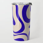 Modern Liquid Swirl Abstract Pattern Square in Cobalt Blue Travel Mug Gallery Image 2