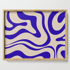 Modern Liquid Swirl Abstract Pattern Square in Cobalt Blue Serving Tray Gallery Image 1