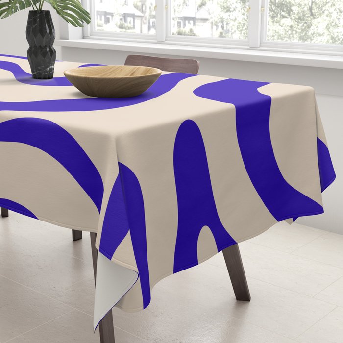 Modern Liquid Swirl Abstract Pattern Square in Cobalt Blue Tablecloth Gallery Image 3