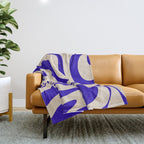 Modern Liquid Swirl Abstract Pattern Square in Cobalt Blue Throw Blanket Gallery Image 1