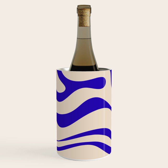 Modern Liquid Swirl Abstract Pattern Square in Cobalt Blue Wine Chiller Gallery Image 2
