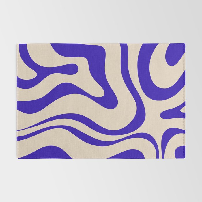 Modern Liquid Swirl Abstract Pattern Square in Cobalt Blue Rug Gallery Image 2