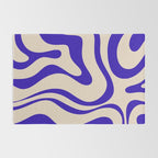 Modern Liquid Swirl Abstract Pattern Square in Cobalt Blue Rug Gallery Image 2