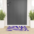 Modern Liquid Swirl Abstract Pattern Square in Cobalt Blue Welcome Mat Gallery Image 3
