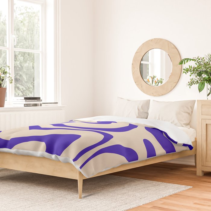 Modern Liquid Swirl Abstract Pattern Square in Cobalt Blue Duvet Cover Gallery Image 2