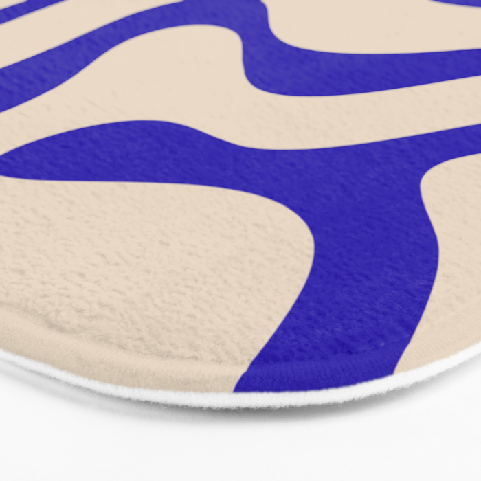 Modern Liquid Swirl Abstract Pattern Square in Cobalt Blue Bath Mat Gallery Image 3