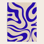 Modern Liquid Swirl Abstract Pattern Square in Cobalt Blue Poster Gallery Image 4