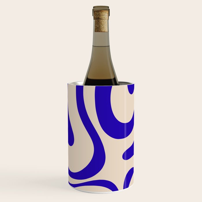 Modern Liquid Swirl Abstract Pattern Square in Cobalt Blue Wine Chiller Gallery Image 3