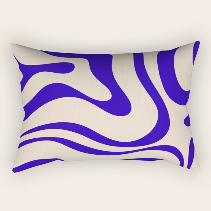 Modern Liquid Swirl Abstract Pattern Square in Cobalt Blue Rectangular Pillow Gallery Image 2