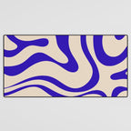 Modern Liquid Swirl Abstract Pattern Square in Cobalt Blue Desk Mat Gallery Image 3