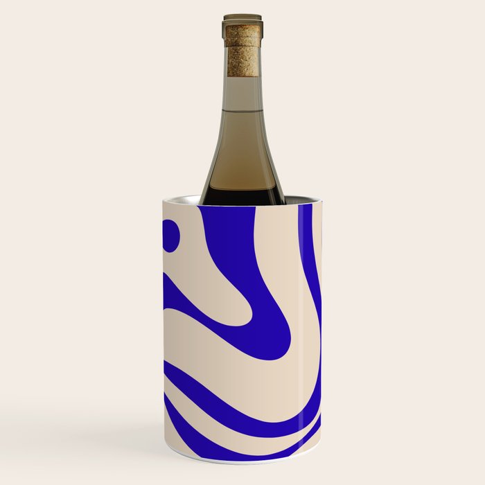 Modern Liquid Swirl Abstract Pattern Square in Cobalt Blue Wine Chiller Gallery Image 1