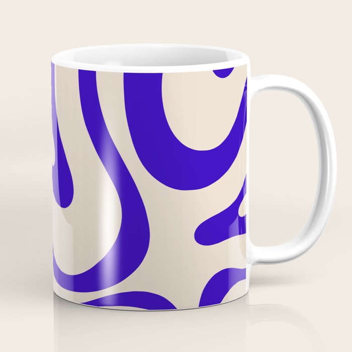 Modern Liquid Swirl Abstract Pattern Square in Cobalt Blue Coffee Mug Gallery Image 1
