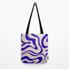 Modern Liquid Swirl Abstract Pattern Square in Cobalt Blue Tote Bag Gallery Image 2