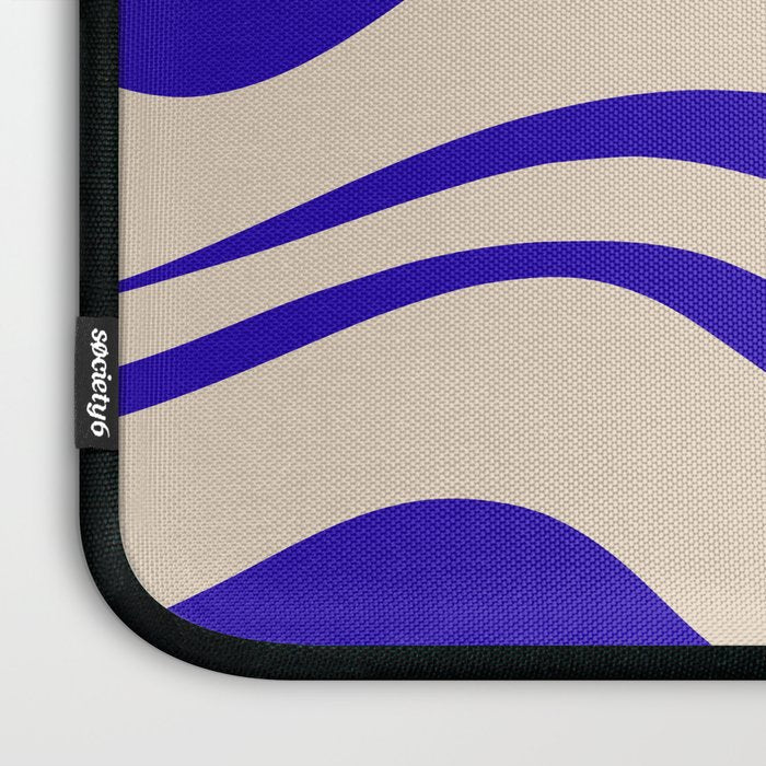 Modern Liquid Swirl Abstract Pattern Square in Cobalt Blue Laptop Sleeve Gallery Image 3