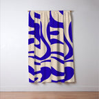 Modern Liquid Swirl Abstract Pattern Square in Cobalt Blue Window Curtain Gallery Image 3