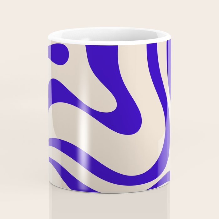 Modern Liquid Swirl Abstract Pattern Square in Cobalt Blue Coffee Mug Gallery Image 4