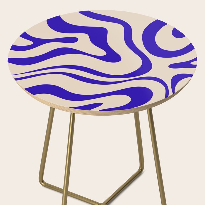 Modern Liquid Swirl Abstract Pattern Square in Cobalt Blue Side Table Gallery Image 2