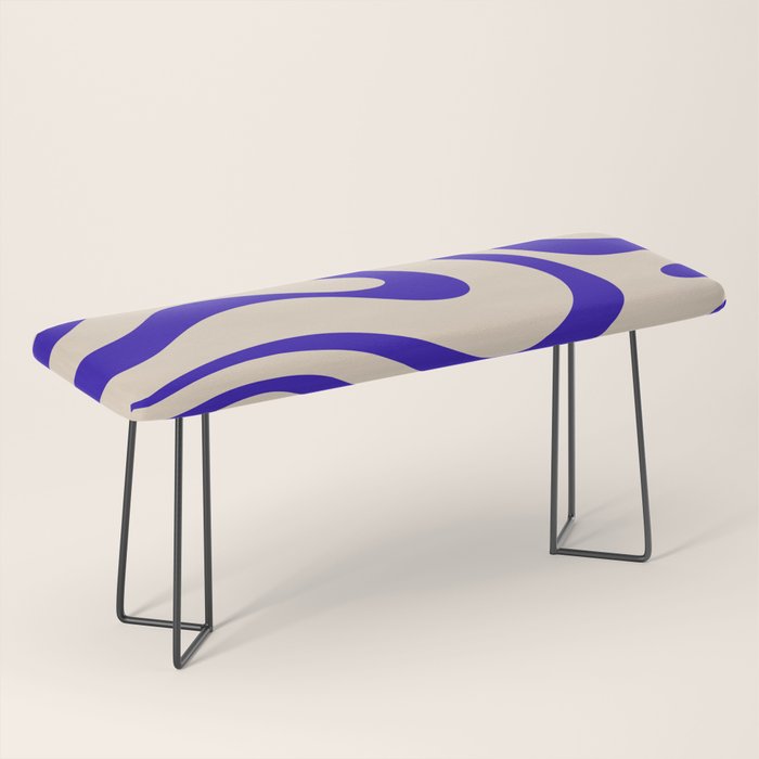 Modern Liquid Swirl Abstract Pattern Square in Cobalt Blue Bench Gallery Image 1