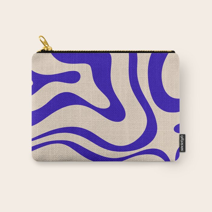 Modern Liquid Swirl Abstract Pattern Square in Cobalt Blue Carry All Pouch Gallery Image 1