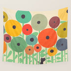 Cat in flower garden Wall Tapestry Gallery Image 4